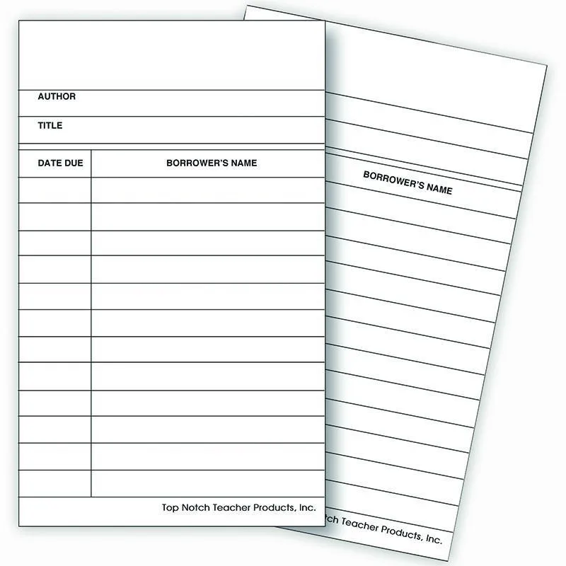 (10 Pk) Library Cards 50 Per Pack