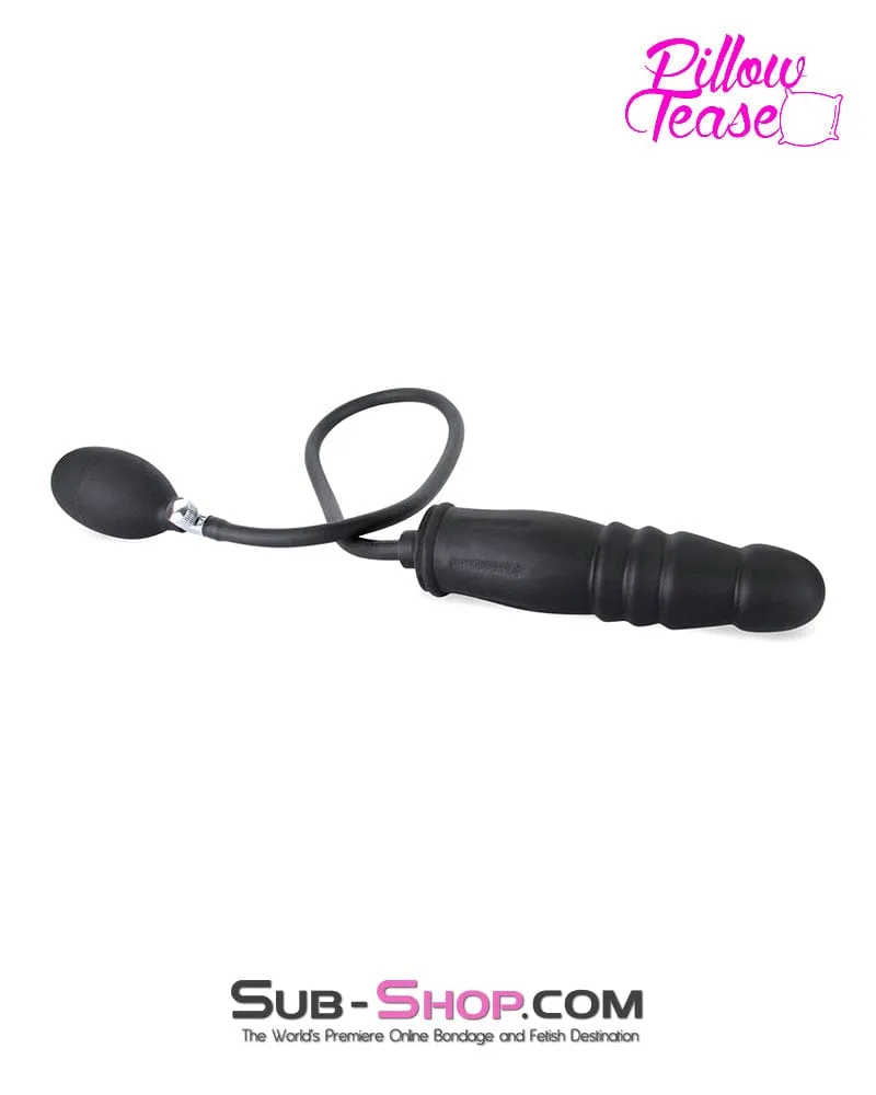 1820MQ      Inflatable Ribbed Black Rubber Dildo - MEGA Deal
