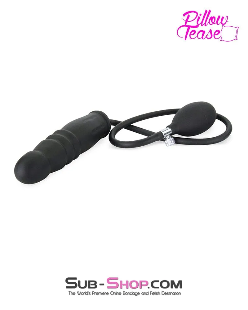 1820MQ      Inflatable Ribbed Black Rubber Dildo - MEGA Deal