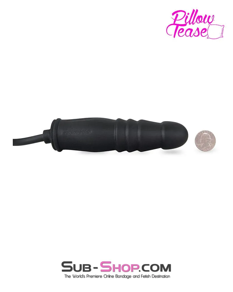 1820MQ      Inflatable Ribbed Black Rubber Dildo - MEGA Deal