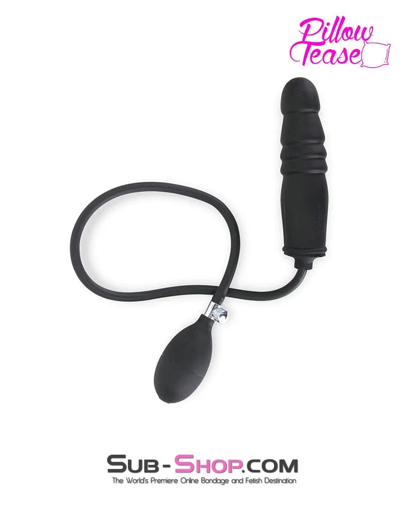 1820MQ      Inflatable Ribbed Black Rubber Dildo - MEGA Deal