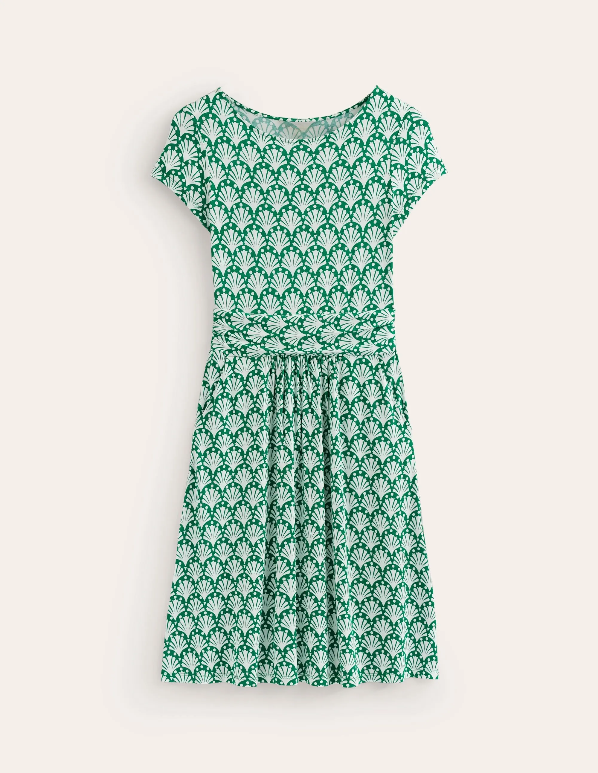 Amelie Jersey Dress-Green Tambourine, Shells