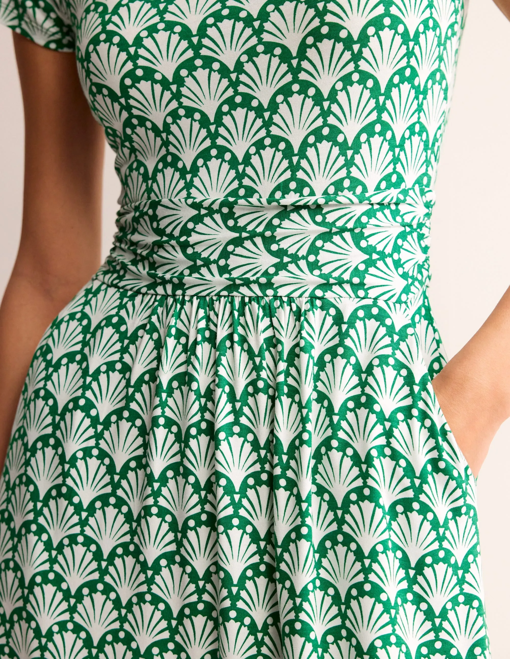 Amelie Jersey Dress-Green Tambourine, Shells