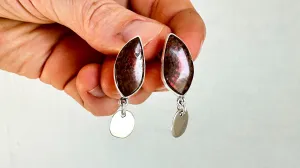 Ammonite & Sterling Silver Drop Earrings. 1312