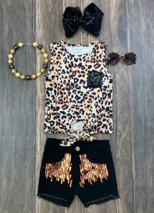 Animal Print 2 Piece Denim Set