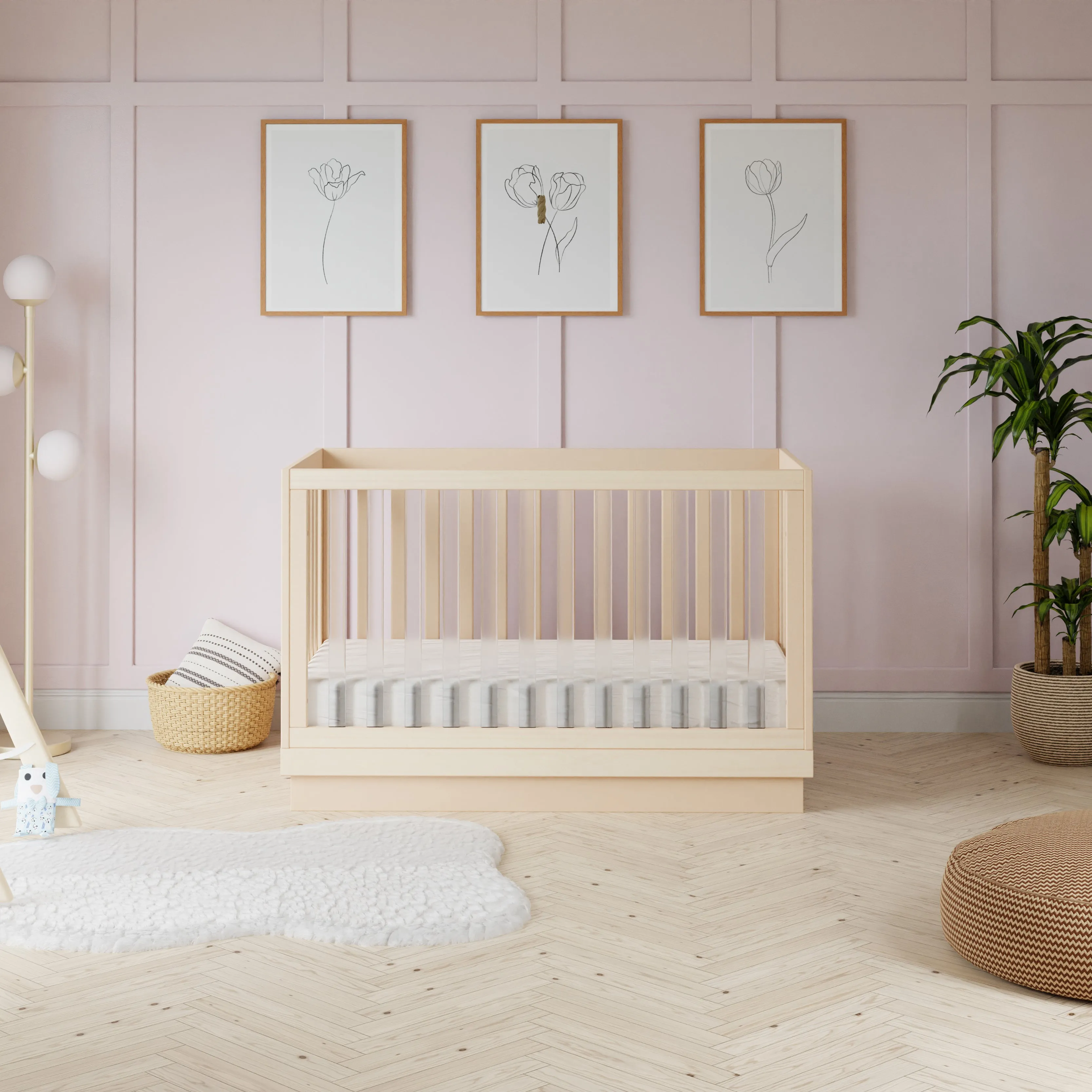 Babyletto Harlow Acrylic 3-in-1 Convertible Crib with Toddler Bed Conversion Kit