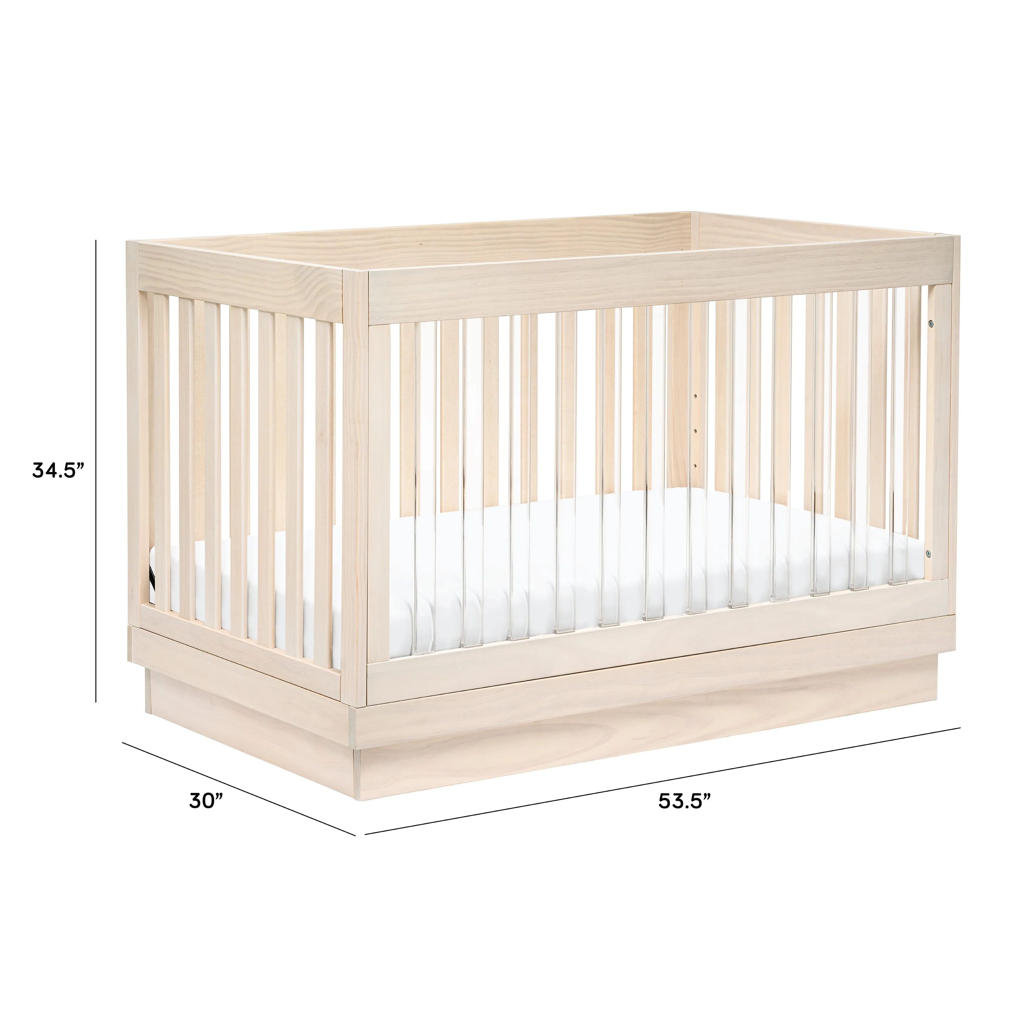 Babyletto Harlow Acrylic 3-in-1 Convertible Crib with Toddler Bed Conversion Kit