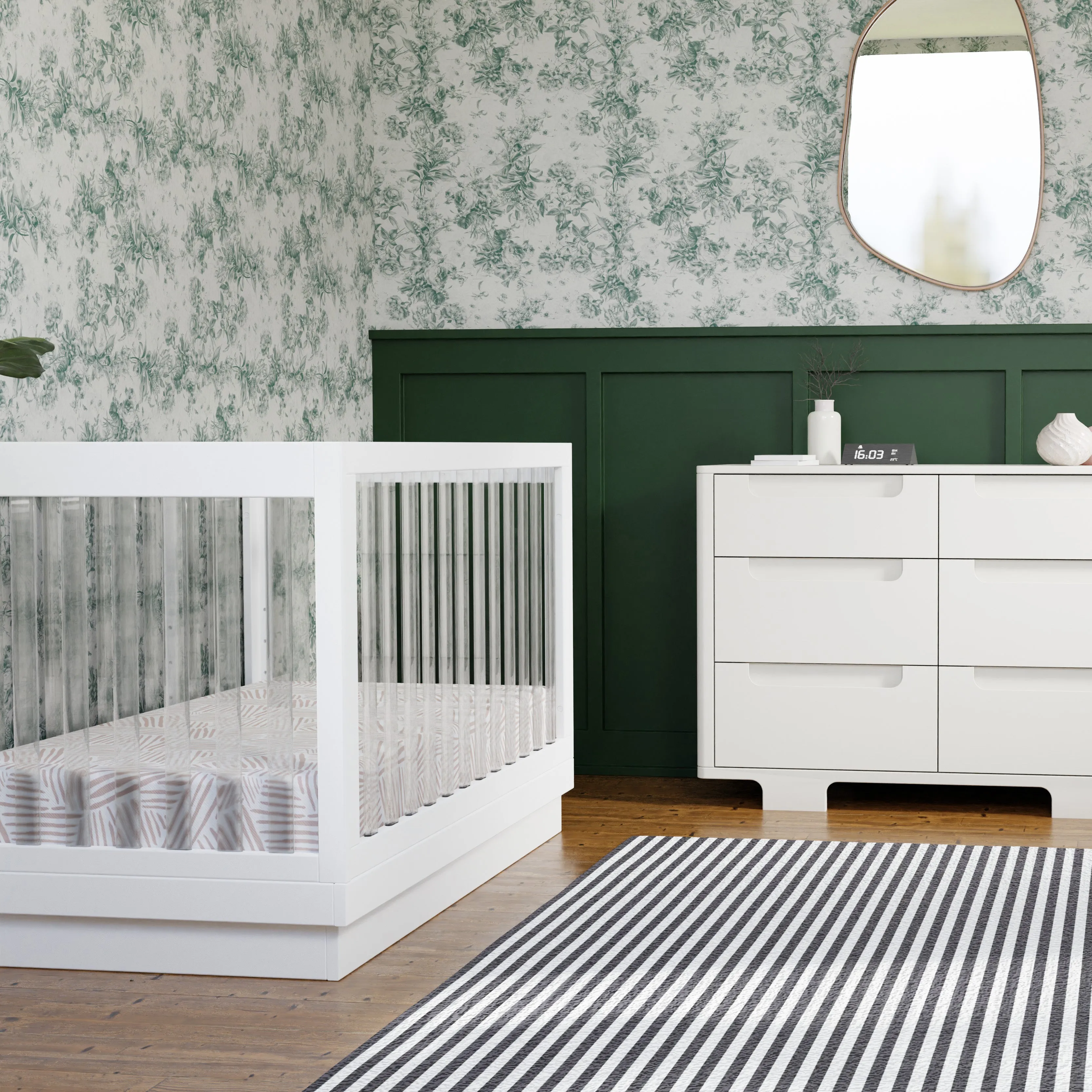 Babyletto Harlow Acrylic 3-in-1 Convertible Crib with Toddler Bed Conversion Kit