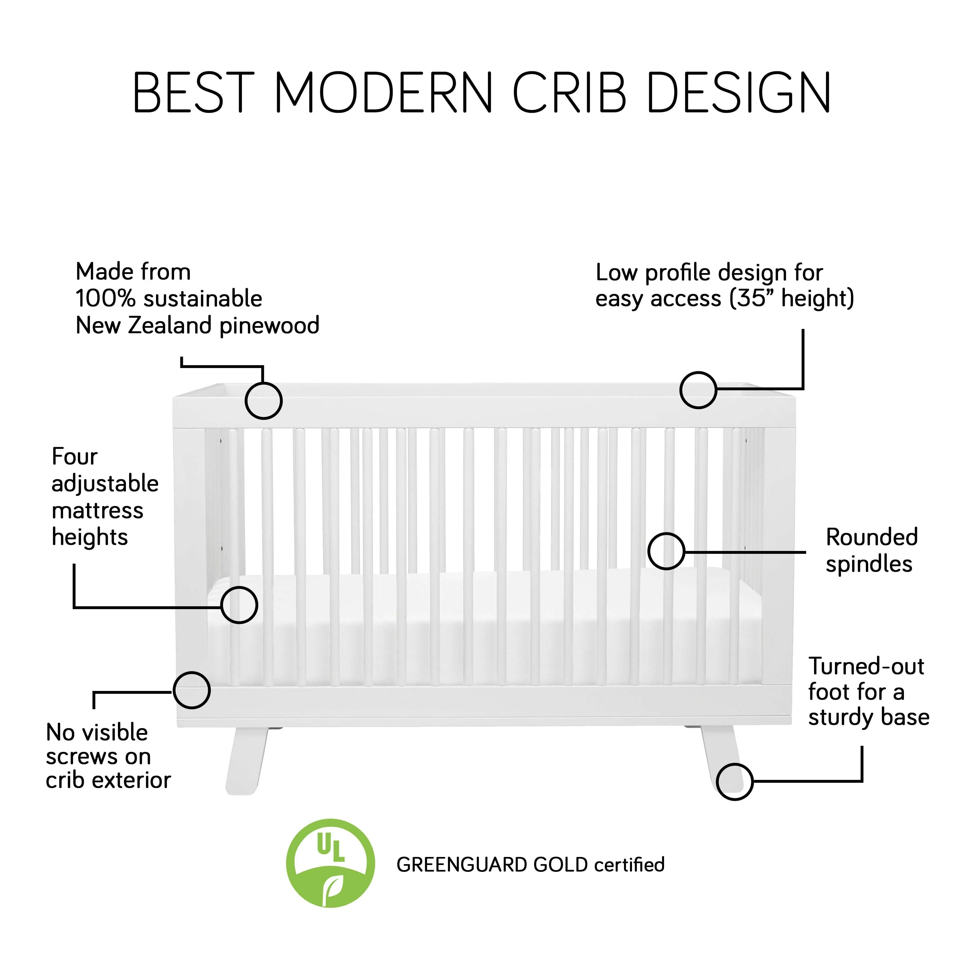 Babyletto Hudson 3-in-1 Convertible Crib with Toddler Bed Conversion Kit