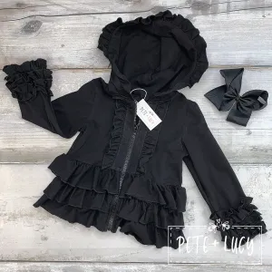 Black Ruffle Hoodies