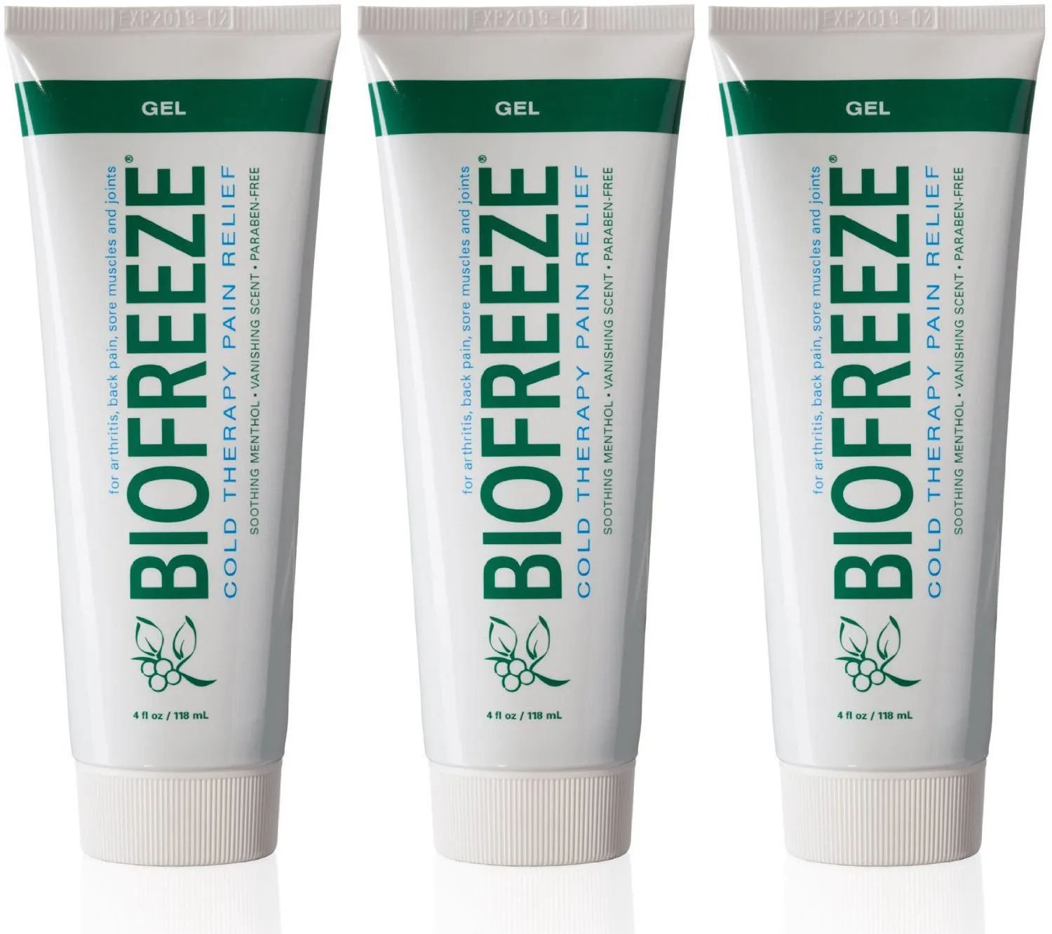 Colorless Cold Therapy Pain Relief Biofreeze Gel 4 oz., Pack of 3