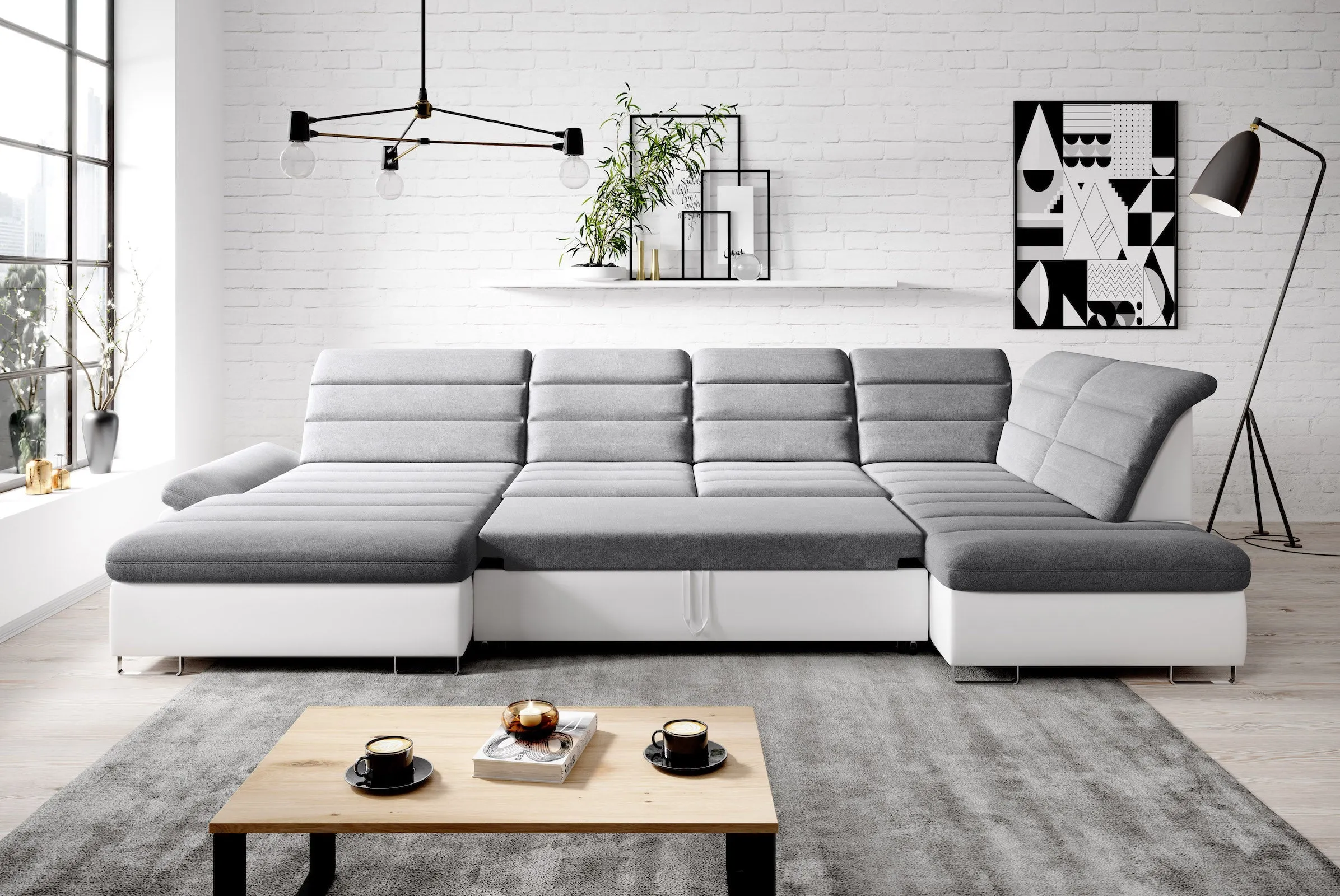 DONATELLA XL  145" x 84" x 74.5" Wide Sleeper Sectional with Storage