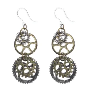 Gear Dangles Hypoallergenic Earrings for Sensitive Ears Made with Plastic Posts