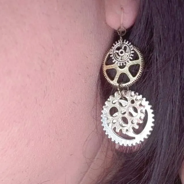 Gear Dangles Hypoallergenic Earrings for Sensitive Ears Made with Plastic Posts