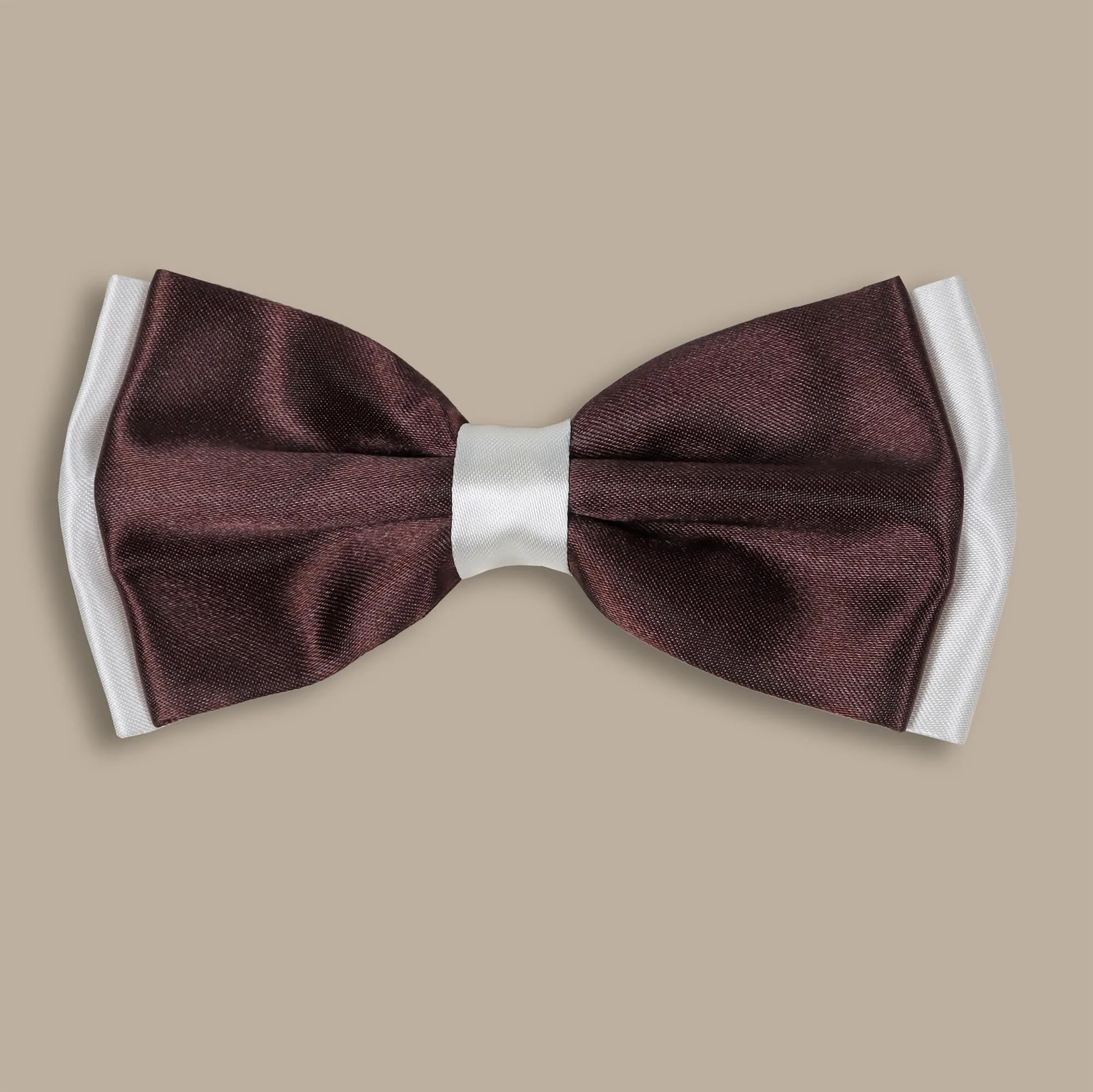 Gray & Brown Double-Faced Satin Bowtie