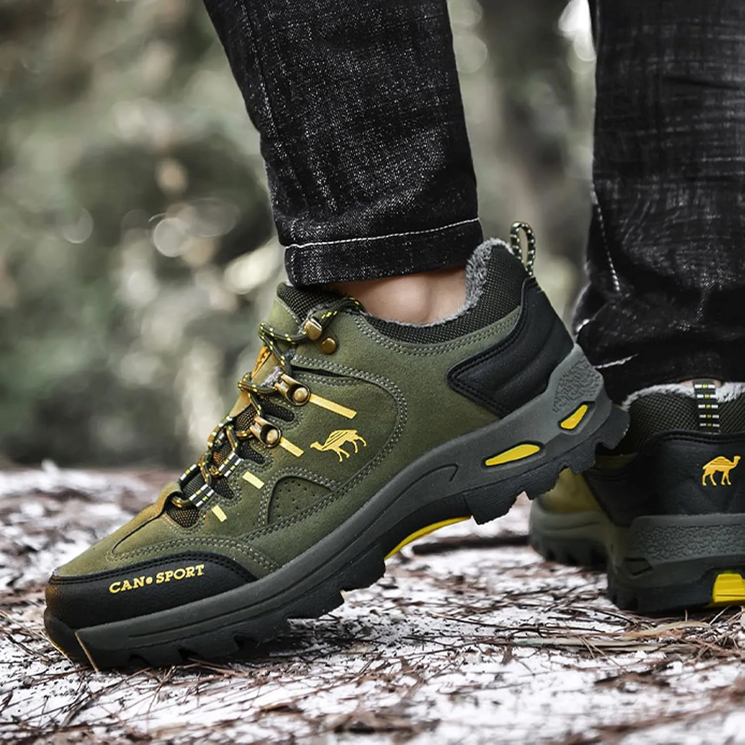 hongrenamz Men's Walking Shoes Waterproof Trekking Boots Low Rise Hiking Boots Trail Running Climbing Camping