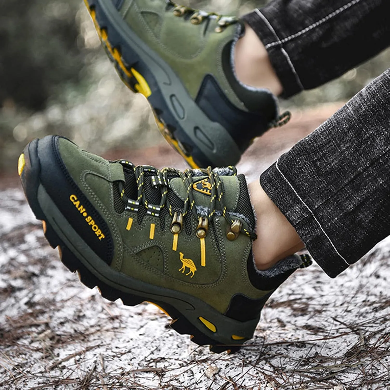 hongrenamz Men's Walking Shoes Waterproof Trekking Boots Low Rise Hiking Boots Trail Running Climbing Camping