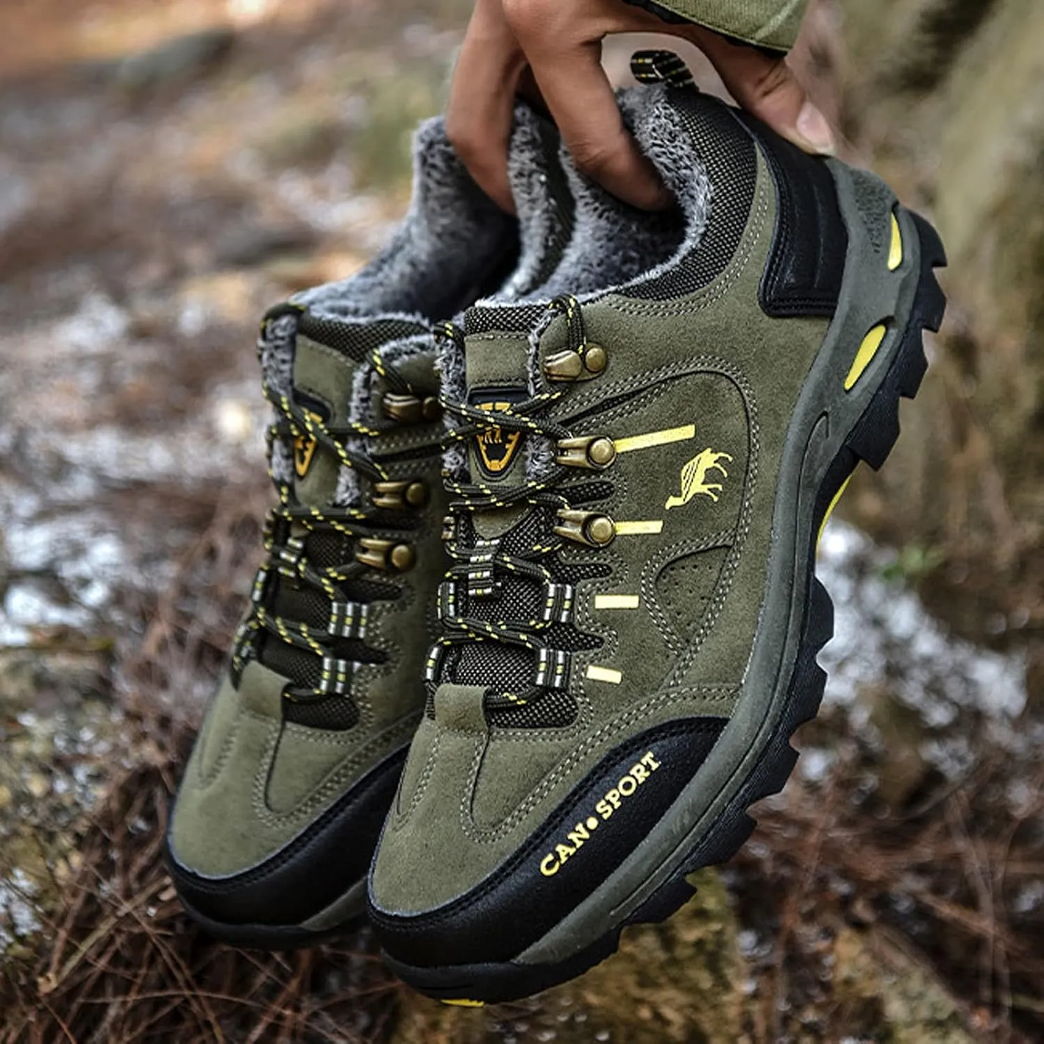 hongrenamz Men's Walking Shoes Waterproof Trekking Boots Low Rise Hiking Boots Trail Running Climbing Camping