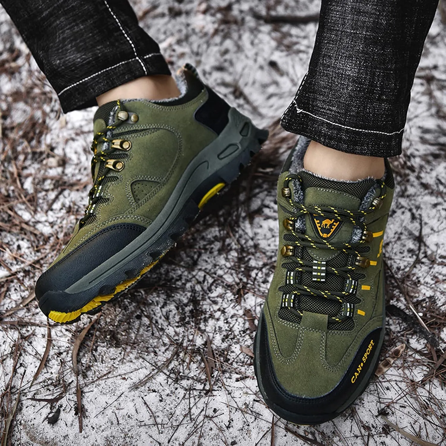 hongrenamz Men's Walking Shoes Waterproof Trekking Boots Low Rise Hiking Boots Trail Running Climbing Camping