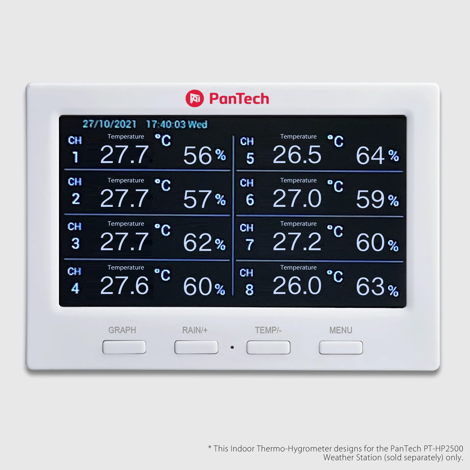 Indoor Thermo Hygrometer design for PanTech Weather station PT HP2500 915MHz - AU STOCK