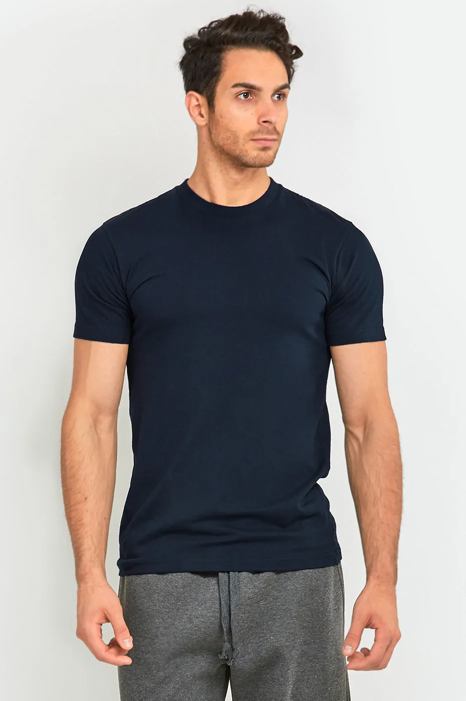 KNOCKER MEN'S HEAVY CREW NECK T-SHIRT (TR800_NAVY)