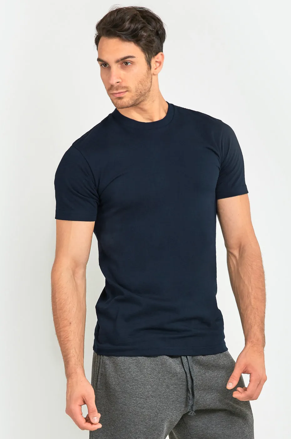 KNOCKER MEN'S HEAVY CREW NECK T-SHIRT (TR800_NAVY)