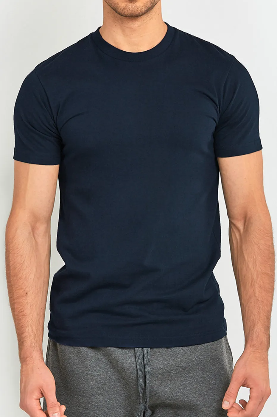KNOCKER MEN'S HEAVY CREW NECK T-SHIRT (TR800_NAVY)