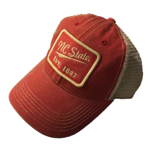 NC State Wolfpack Red Trucker w/ Square Patch Snapback Hat