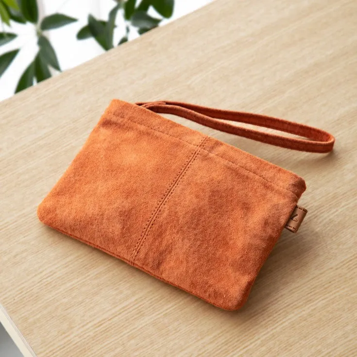 Packable Leather Wide Pouch