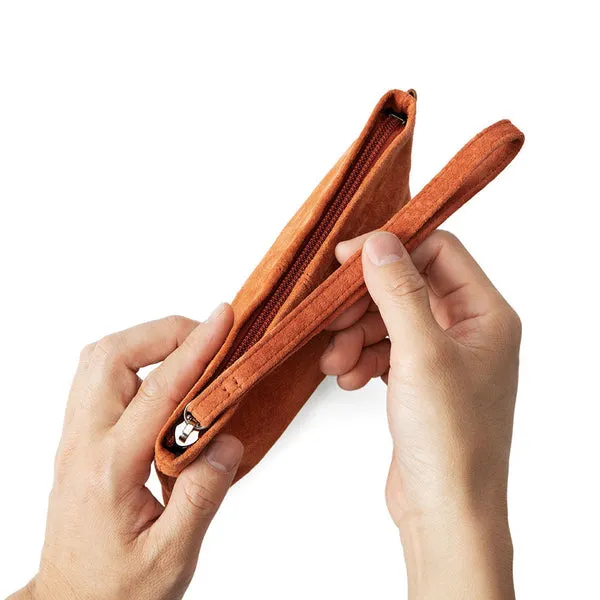 Packable Leather Wide Pouch