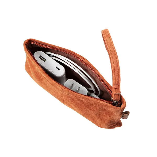 Packable Leather Wide Pouch