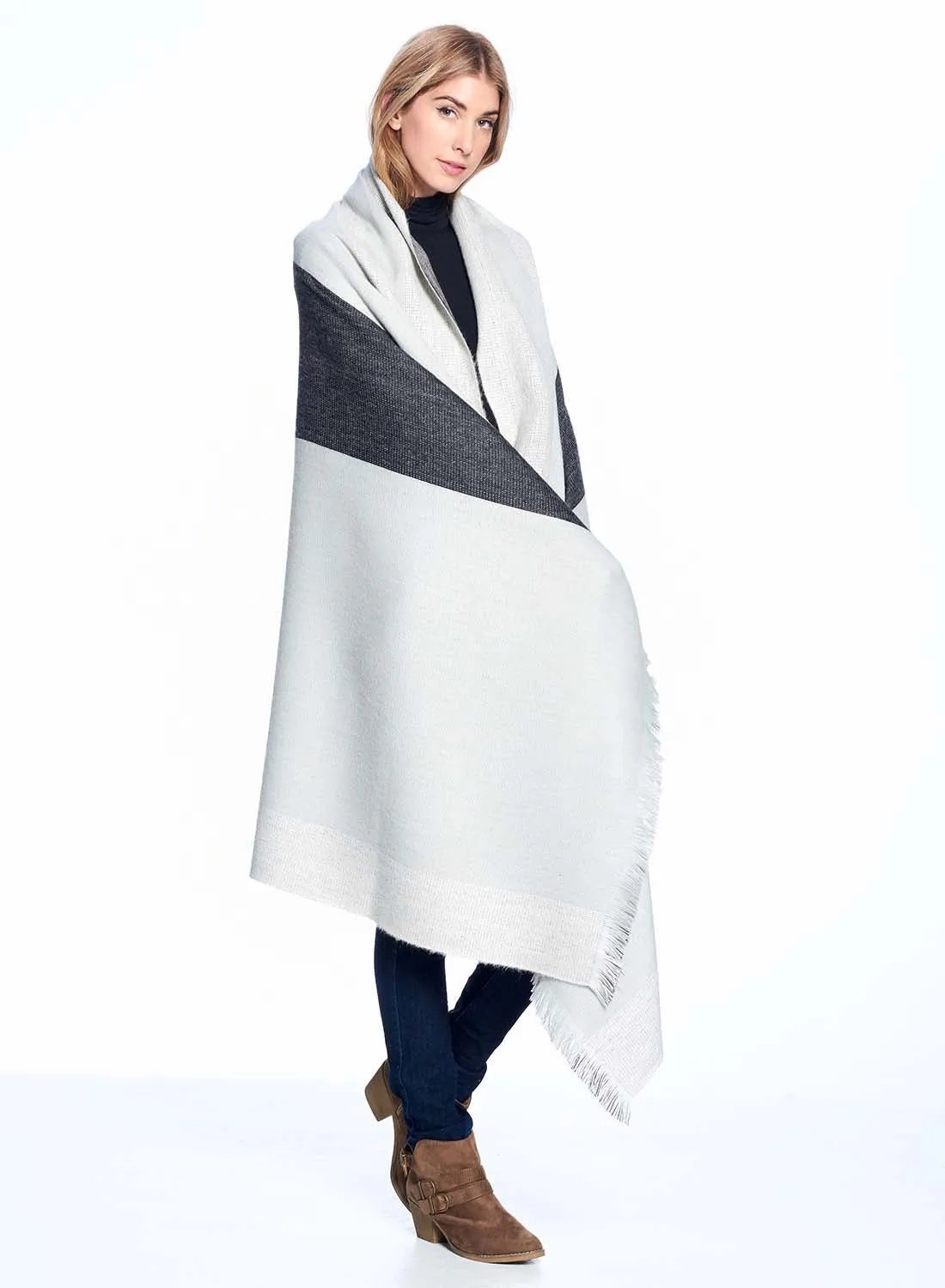 Reversible  Alpaca Throw Blanket - Monochrome