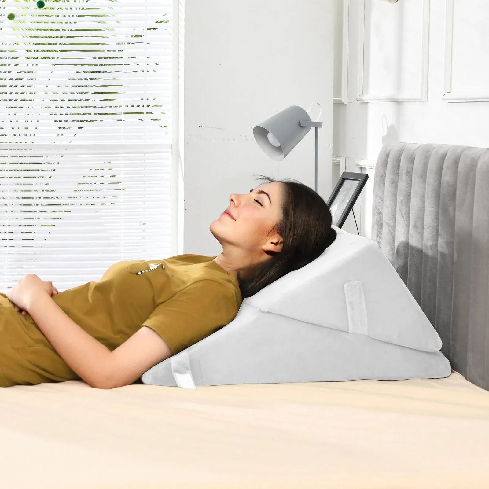 USCostway Bed Wedge Pillow Adjustable Neck Back Support Memory Foam Headrest White-