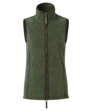 Womens artisan fleece gilet | Moss Green/Brown