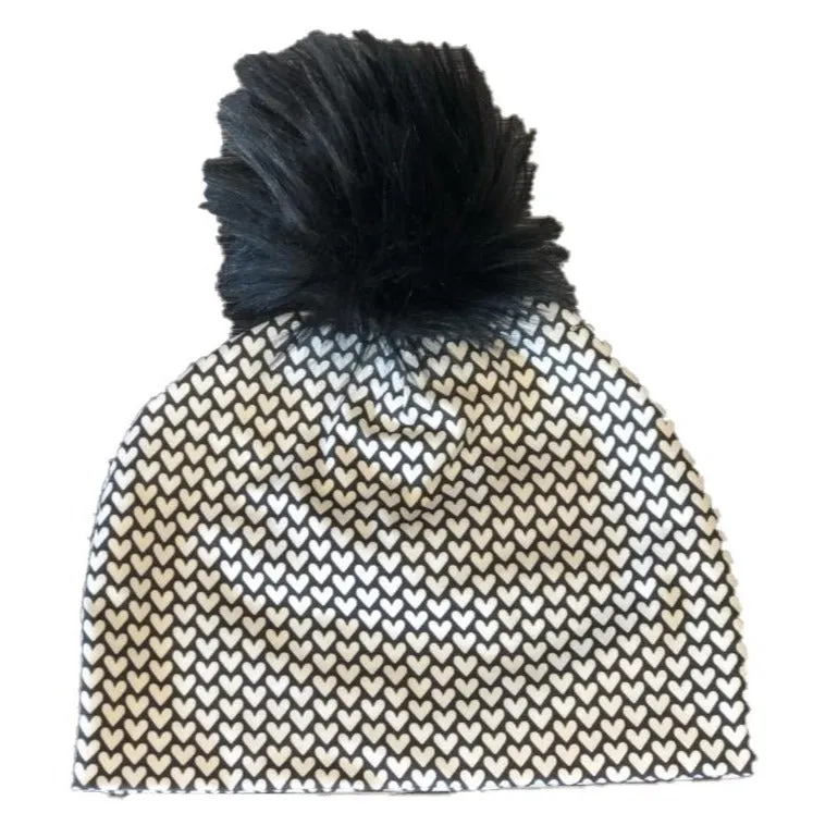 Youth Pom Hat with Hearts
